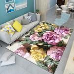 Beautiful Flowers Lotus Chrysanthemum Living Room Floor Carpet With Special