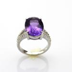 Women Jewelry 10mmx14mm Oval Purple Cubic Zircon Silver Ring(R224)
