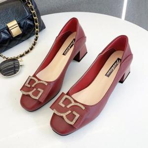 Quality Customized Ladies Chunky Pump Heels With Rubber Outsole Leather Lining wholesale