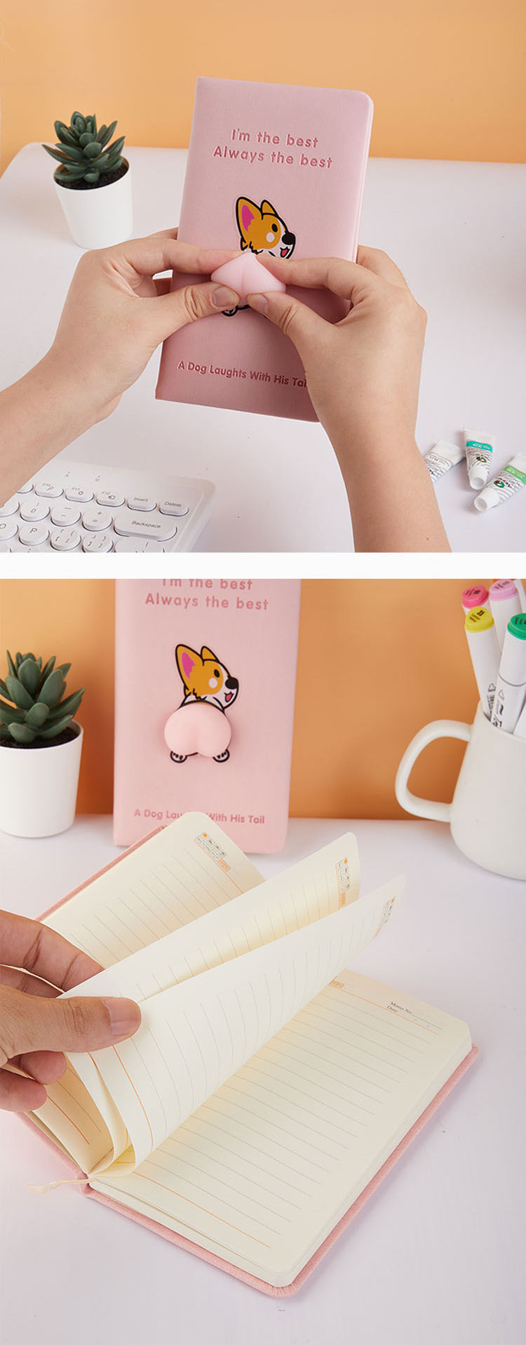 Customized Logo Soft Cover Cute Cartoon Decompression Fidget Note Book for Students