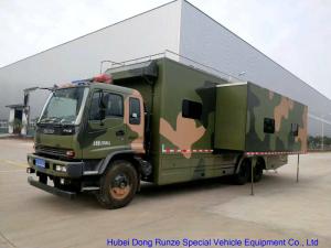 Quality Camouflage Mobile Workshop Truck , Isuzu FVZ Outdoor Caravan With Sleep Bed wholesale