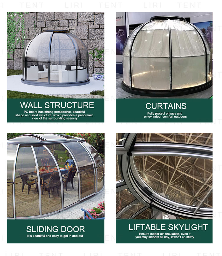 Outdoor 360 Degree Cystal PC Bubble Dome Tents Restaurant Igloo House