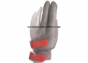 Quality Three Fingers 304L Butcher Stainless Steel Gloves With Hook Strap wholesale