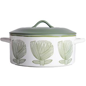 Quality Sustainable Floral Green Ceramic Pan Soup Bowl Set with Glass Cover and Pot Cover Type wholesale