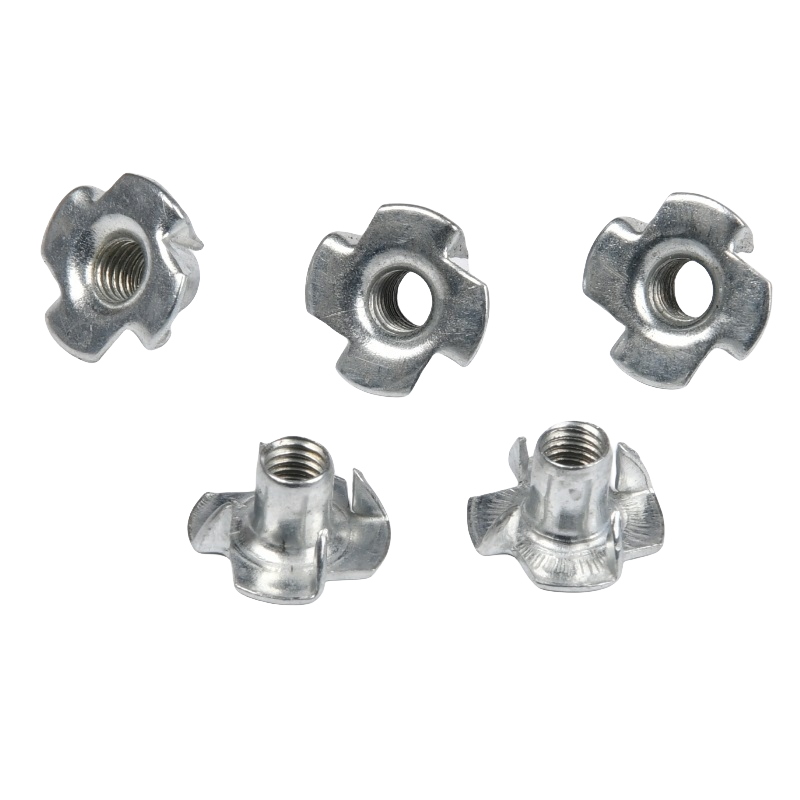 GB Standard White Yellow Zinc T-Nut Claws T Nuts 4 Prongs Claws Tee Nut for Food Beverage JIS M3 M4 M6 M8 M10 M12
