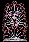 Valetines day crowns and tiaras red hearts crystal rhinestone crowns custom