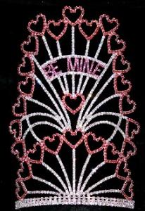 Quality Valetines day crowns and tiaras red hearts crystal rhinestone crowns custom pageant crowns supplier manufactuer wholesale