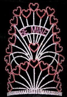 Valetines day crowns and tiaras red hearts crystal rhinestone crowns custom
