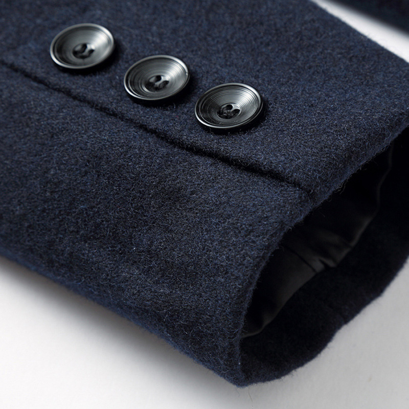 Large Lapel Medium Long Cashmere Classic Utility Male Turn-down Collar Slim Fit Overcoat Trench Fox Jacket Man Coat
