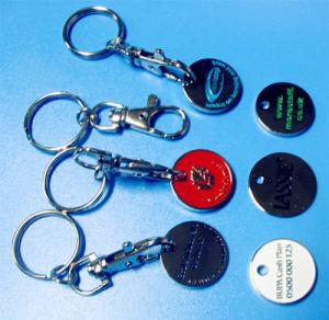 Quality caddy coin key chain, trolley coin keychains, coin holers wholesale