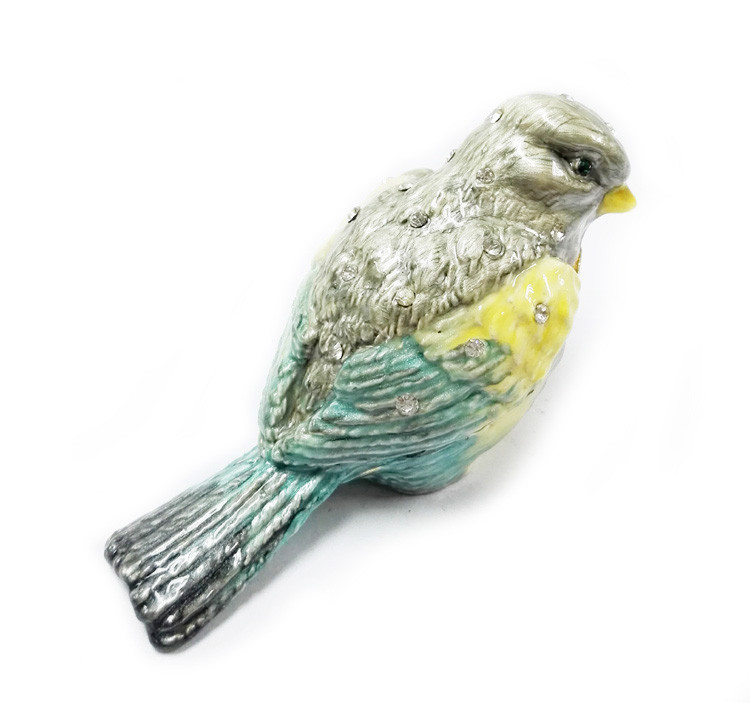 Bird jeweled trinket box enamel rhinestone bird jewelry box container bird figurine