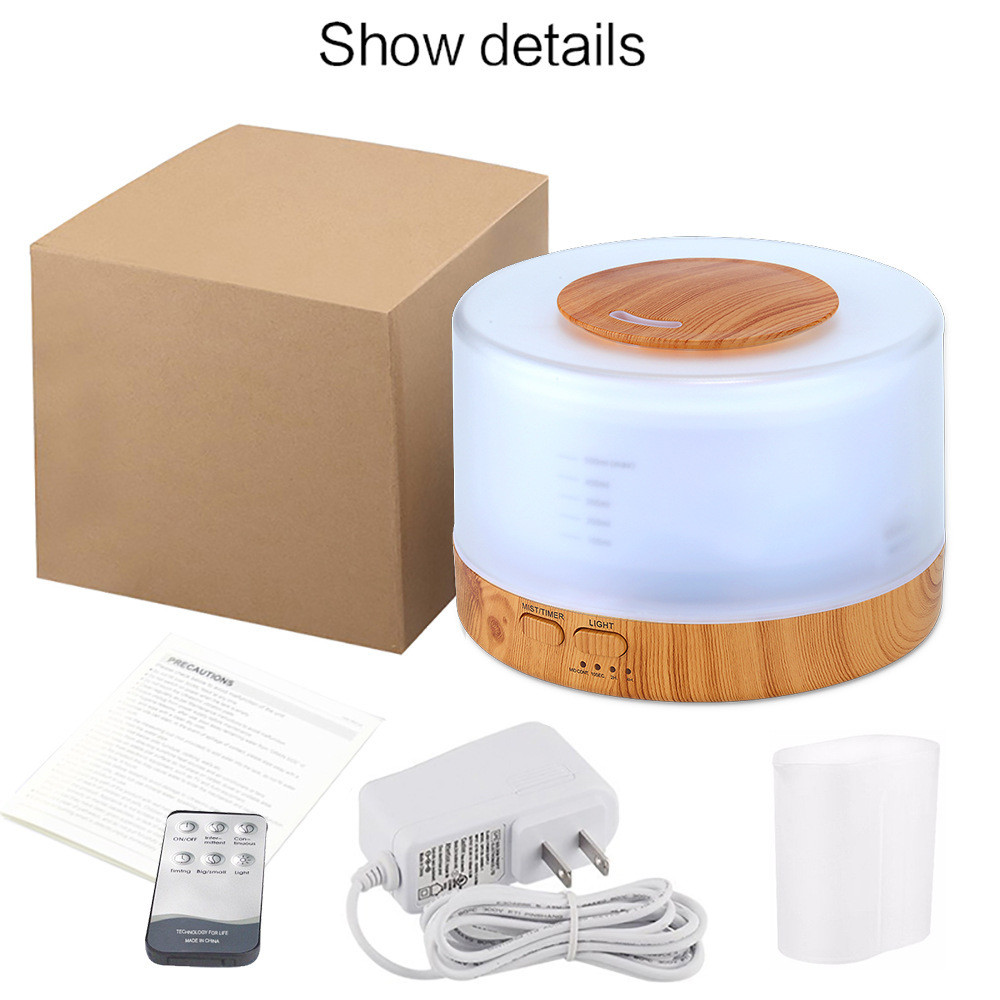 500ML Ultrasonic Aroma Diffuser 7 Color Lights Light Wood White Noise Diffuser