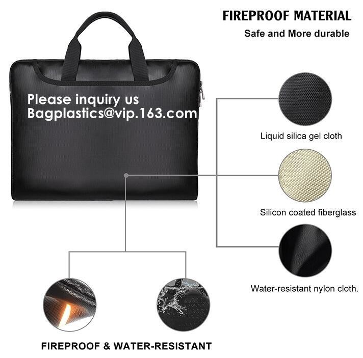 waterproof and fireproof resistant document bag,Lock Box Bag For Documents Money & Office Files Freproof Safe Bag with L
