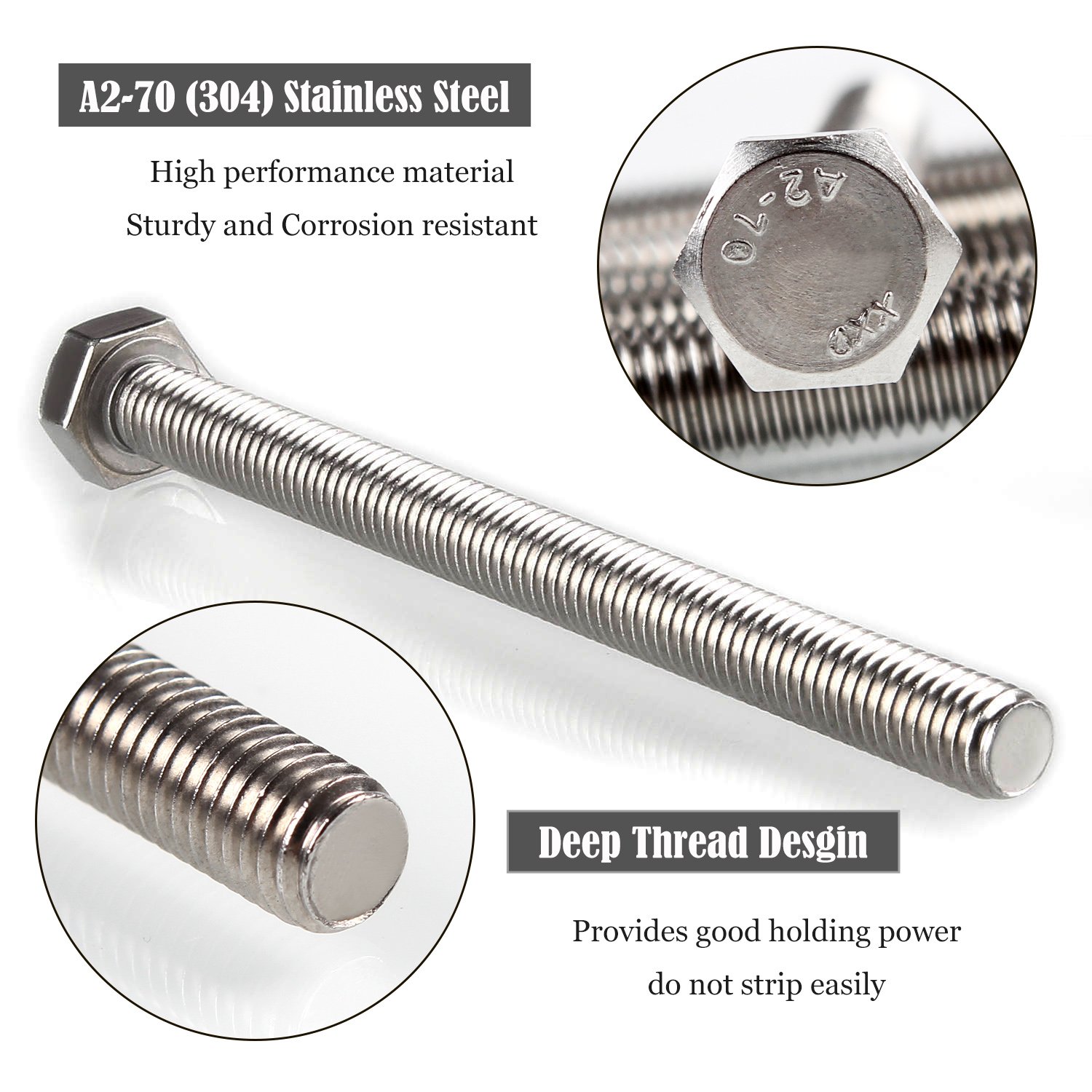 Plain Finish Metric Measurement System 8.8 Grade Hex Bolts and Nuts M6-M36 M10 DIN933 934 for Heavy-Duty Applications