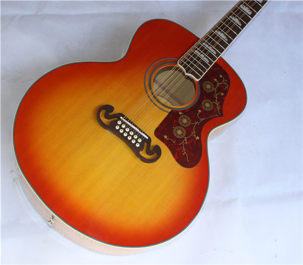 Chibson J200s 12 string acoustic guitars,solid spruce top, flamed maple back and side, free shipping