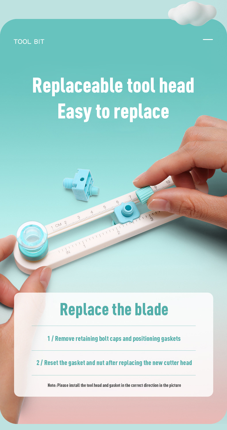 Manual Rotating Compass Knife Fillet Cutter Round Paper Utility Knife Cutting Tool for DIY
