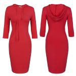 Women knitted long sleeve with hood fashion dress