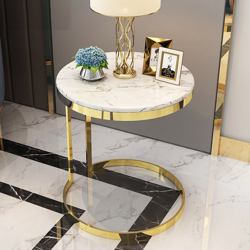 Stainless Steel Round Sofa Side Table Telephone Table Smooth Surface