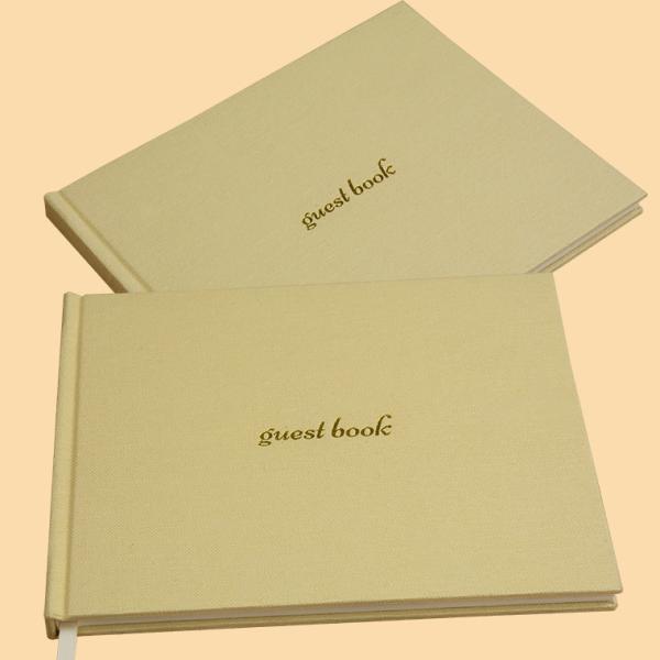 Customize B5 Linen Fabric Blank Hardcover Guest Book Gold Hot Foil Stamping