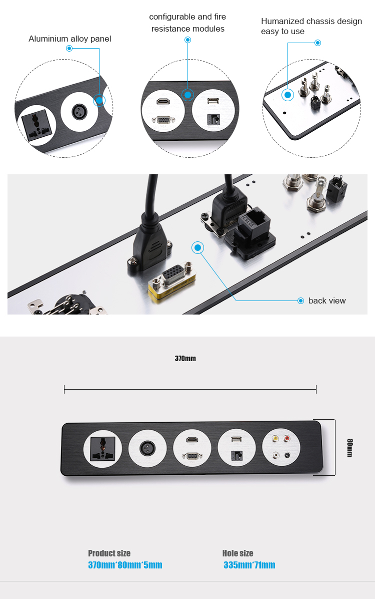 Office Furniture Electric Desktop Socket Outlet USB Plug Type C Port