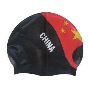 Quality Chinese Flag Pattern Watertight Swim Cap Personalised Swimming Hat wholesale