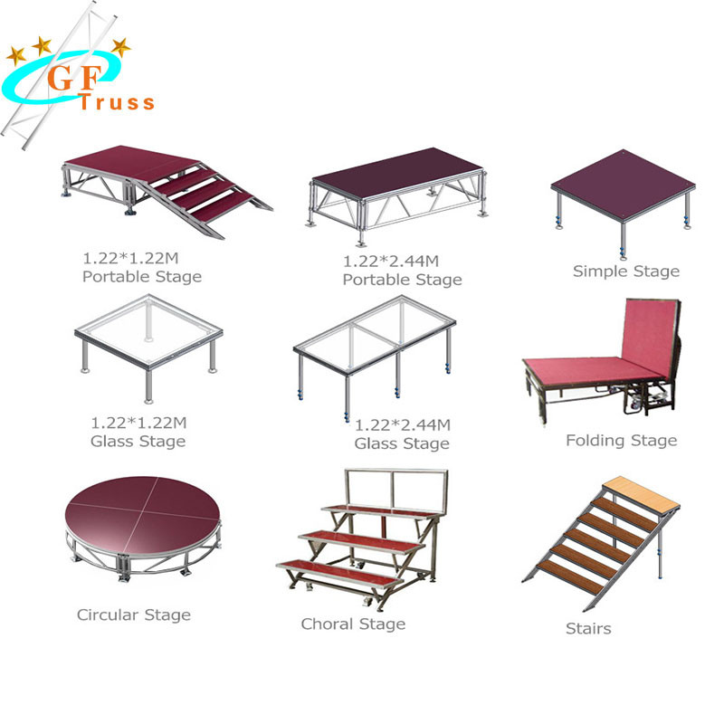 18mm Plywood Mobile Folding Portable Platform Stage For Hotel Events