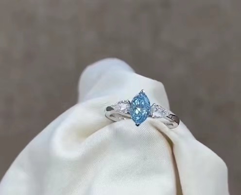 Synthetic Blue Lab Diamond Jewelry Marquise Cut Engagement Ring