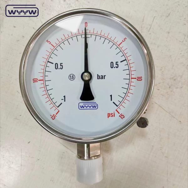 4 Inches Vacuum Pressure Gauge With Brass Or Stainless Steel Wetted Parts Dial