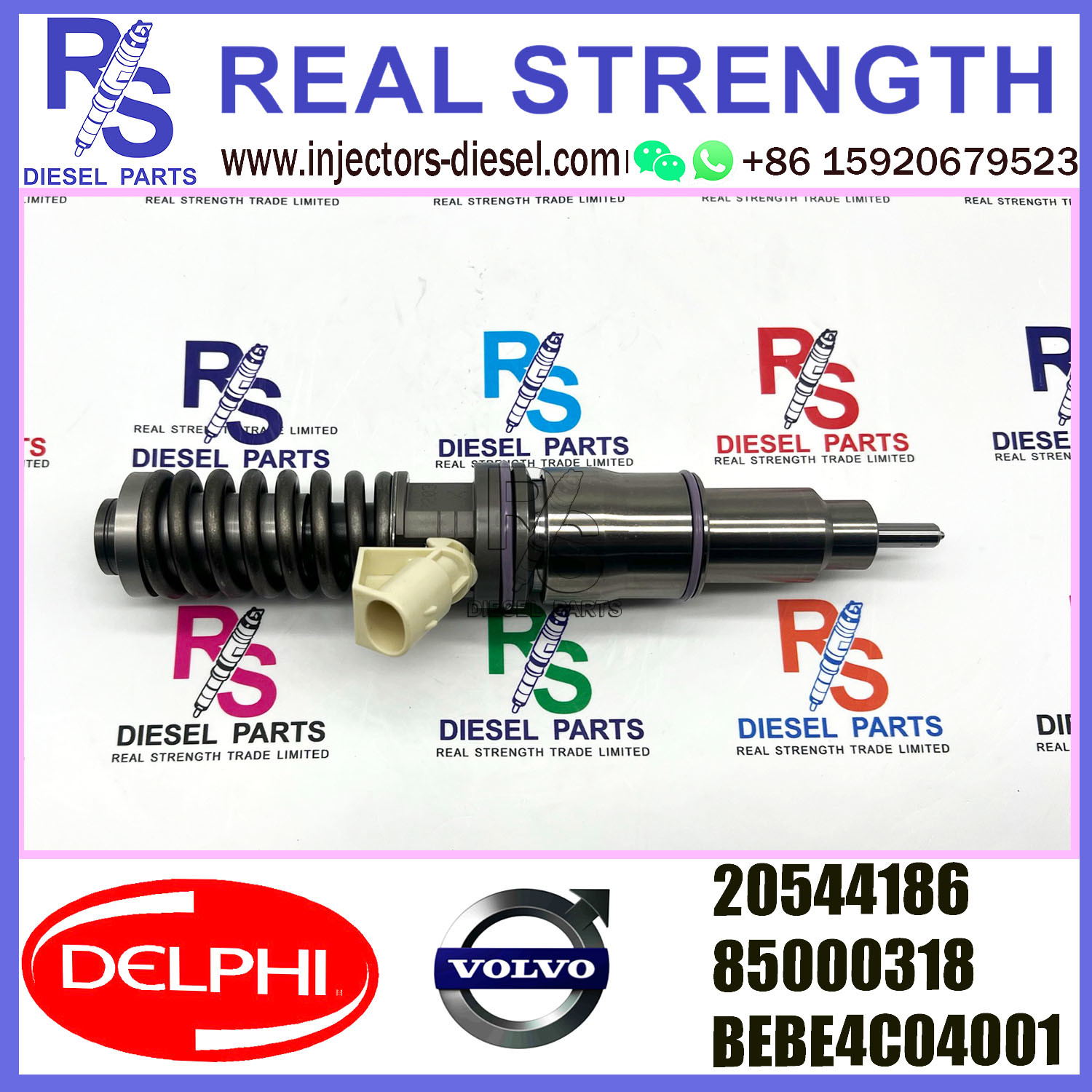 DELPHI 2pin injector 85000318 20544186 BEBE4C04001 Diesel pump Injector V-O-L-V BEBE4C04001 E1 for V-O-L-V 16 LITRE TRUCK