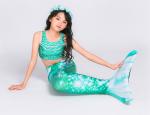 Ultra Shiny Childrens Mermaid Tails , Baby Mermaid Tail Green White Color