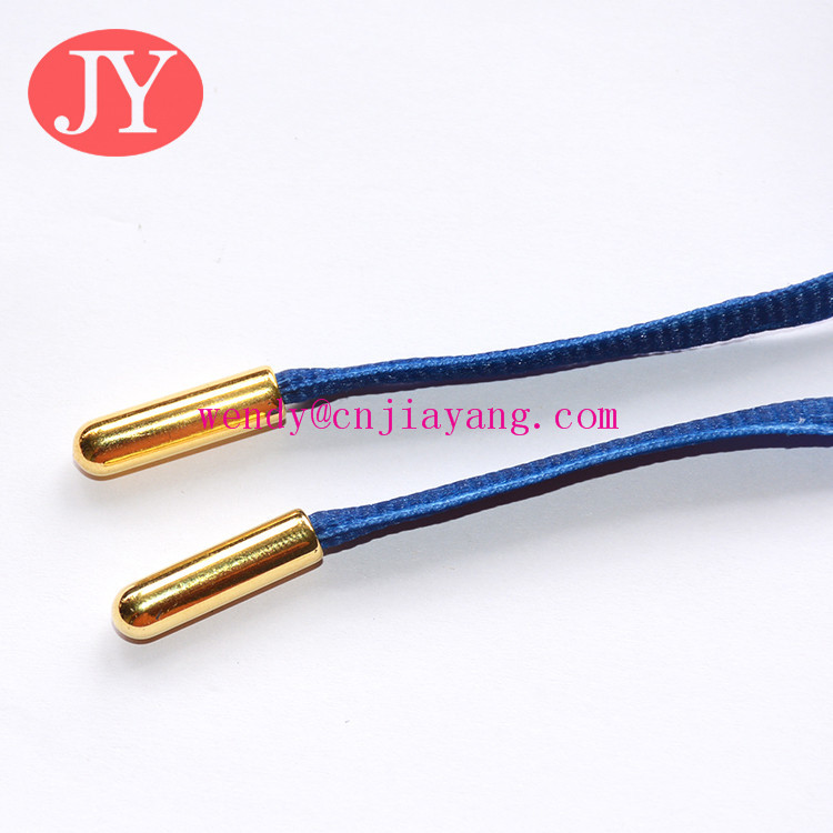 Black Flat Shoelace with white text logo on aglet