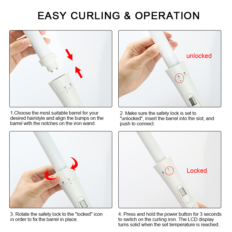 Magic Interchangeable Curling Iron Set , Ceramic 5 In 1 Curling Wand Set