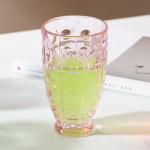 Coloured 12 Ounce Glass Drinking Cups 360ml Pressed Footed Highball Glasses