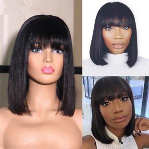 Quality Short Straight Human Hair Full Lace Bob Wigs With Baby Hair 12 Inch wholesale