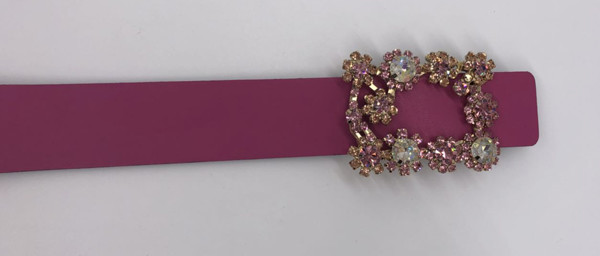 ashion Lady Waist Genuine Leather Rhinestone Belt with Diamond Buckle