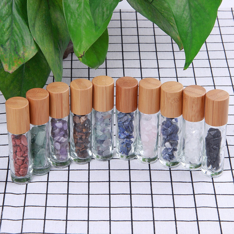 Bottle With Wooden Cap Crystal Roller Ball Empty Glass 10ml Roll On Perfume Bottles