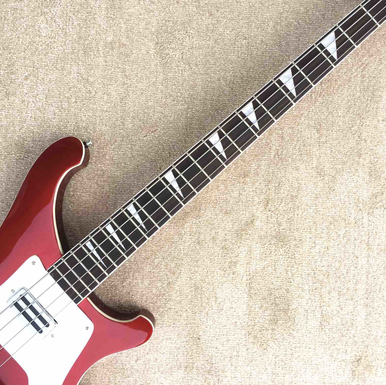 Best Bass Top quality Rick 4003 model Ricken 4 strings Electric Bass guitar in metal red color Chrome hardware