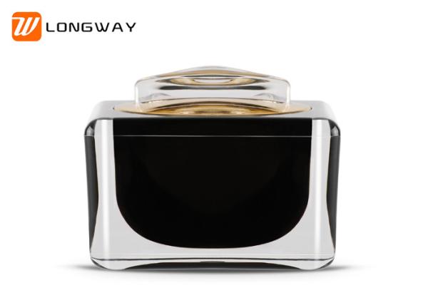 Classic plastic jar Acrylic empty square cosmetic cream packagg black jar 15g