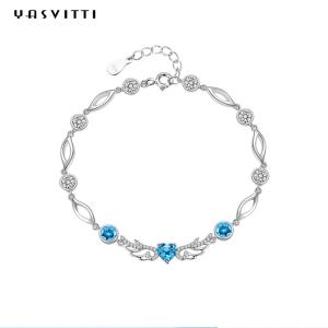 Quality 6.2g 0.21m Sterling Silver Jewelry Bracelets Inlaid Geometric 925 Blue Topaz Bracelet wholesale