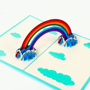 Quality OEM ODM Rainbow Pop Up Card DIY , 3D Happy Birthday Card A5 Size wholesale