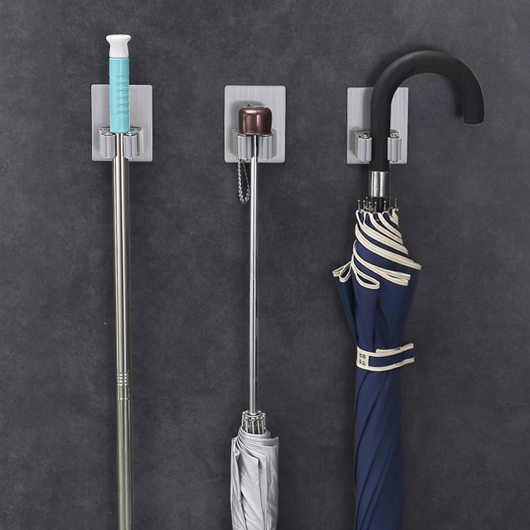 304 stainless steel Wall Mounted Organizer Reusable Tool Gripper Mop Broom Holder hook