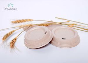 Quality Compostable Bagasse Pulp Disposable Lids Nontoxic Leak Proof For Coffee Cups wholesale