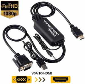 China 1.2M 4FT Full HD 1080P VGA to HDMI Adapter VGA2HDMI Audio Video Converter Cable on sale