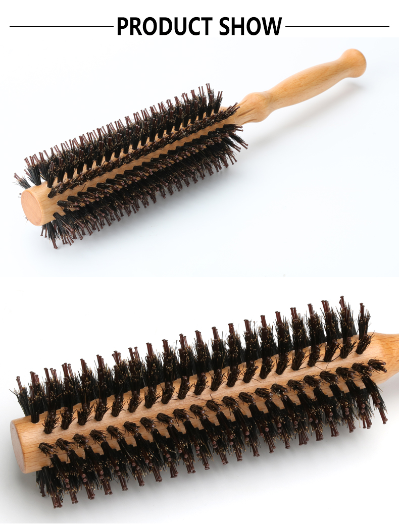 Long Handle Wooden Hair Brush For Curly Hair Ergonomic Design