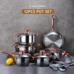 New Product 12 PCS 201 Stainless Steel Pan And Pot Nonstick Cookware Sets With