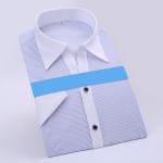 Summer Blue Striped Custom Business Shirts Short Sleeved Shirt For Male / Female