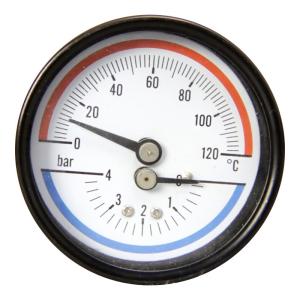 Quality 6 Bar 100MM 4 Inch Pressure Temperature Gauges 1/2 BSP Boiler Pressure Gauge wholesale