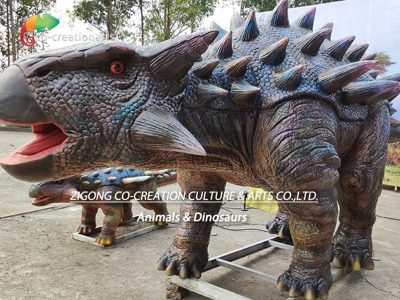 Waterproof Theme Park Life Size Animatronic Dinosaur Realistic Ankylosaurus For Amusement Park