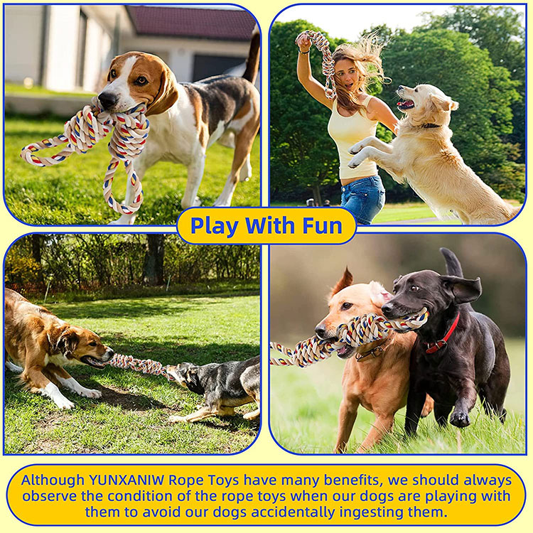 Dogs High Durable Rope Toy Large Interactive Bite Pet Knot Toy Colors Shows Long-lasting