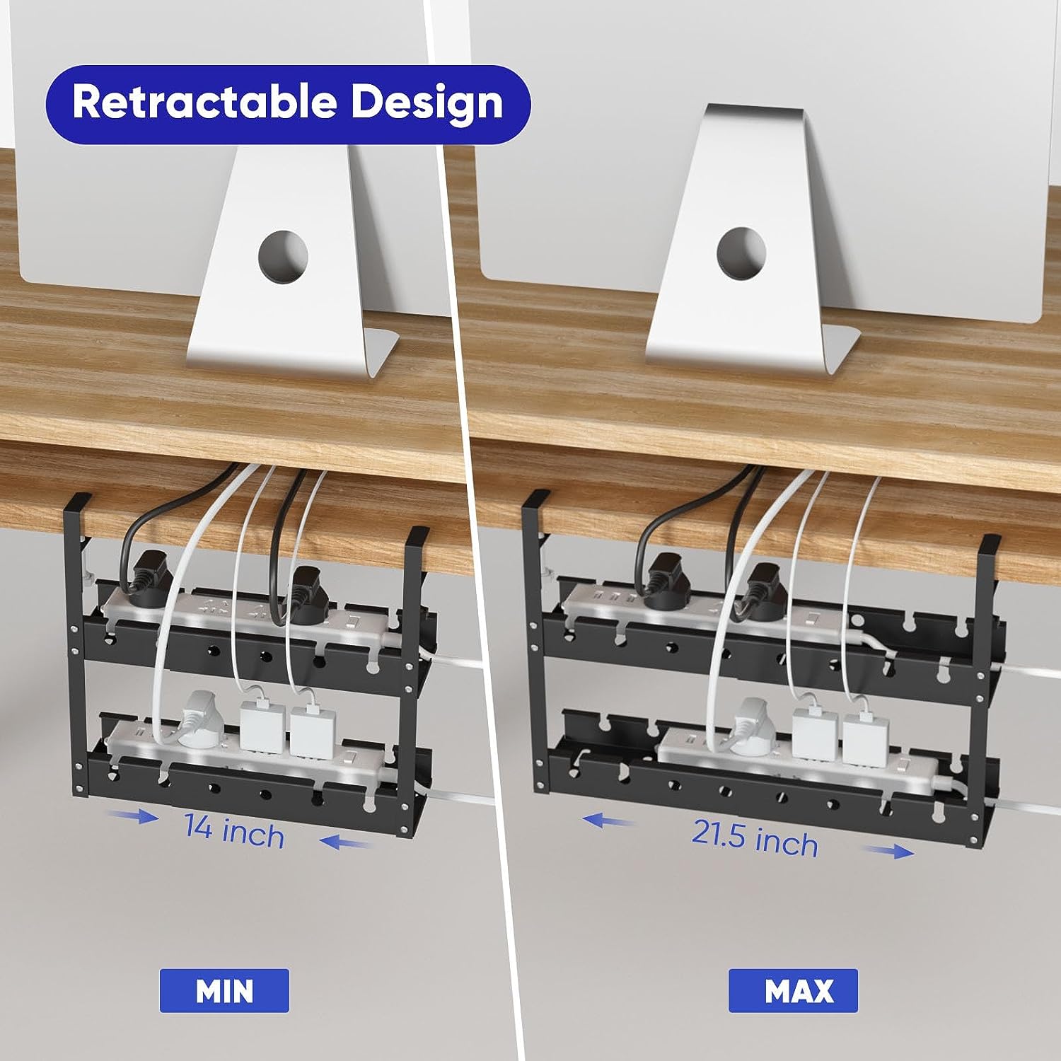 Double Layer Design Cable Management Tray No Drilling Required for Wire Organization